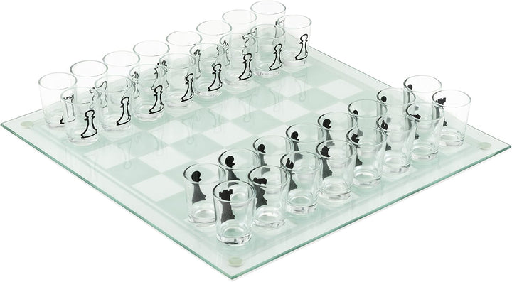 Small Shot Glass Chess Set | Drinking Cup Glass Chess Set (14")