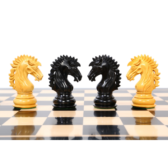 The Ruffian American Series Staunton Triple Weighted Chess Pieces in Ebonywood / Boxwood - 4.8" King