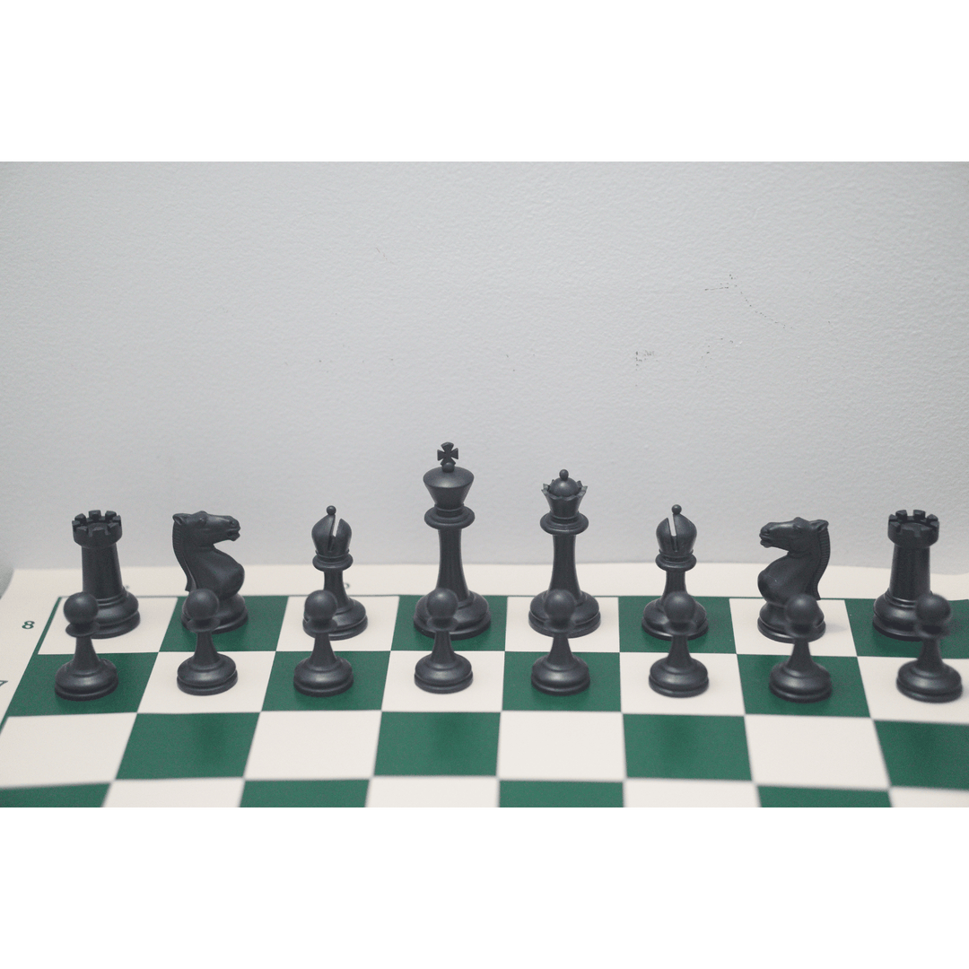 Master Series Triple Weighted Plastic Chess Set Black & Ivory Pieces -  3.75 King