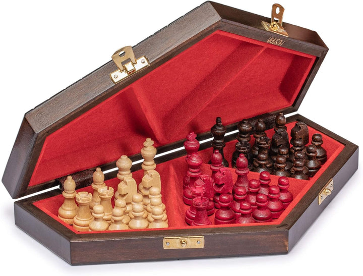 Wooden Three-Player Chess - 12 Inches - with Foldable Board