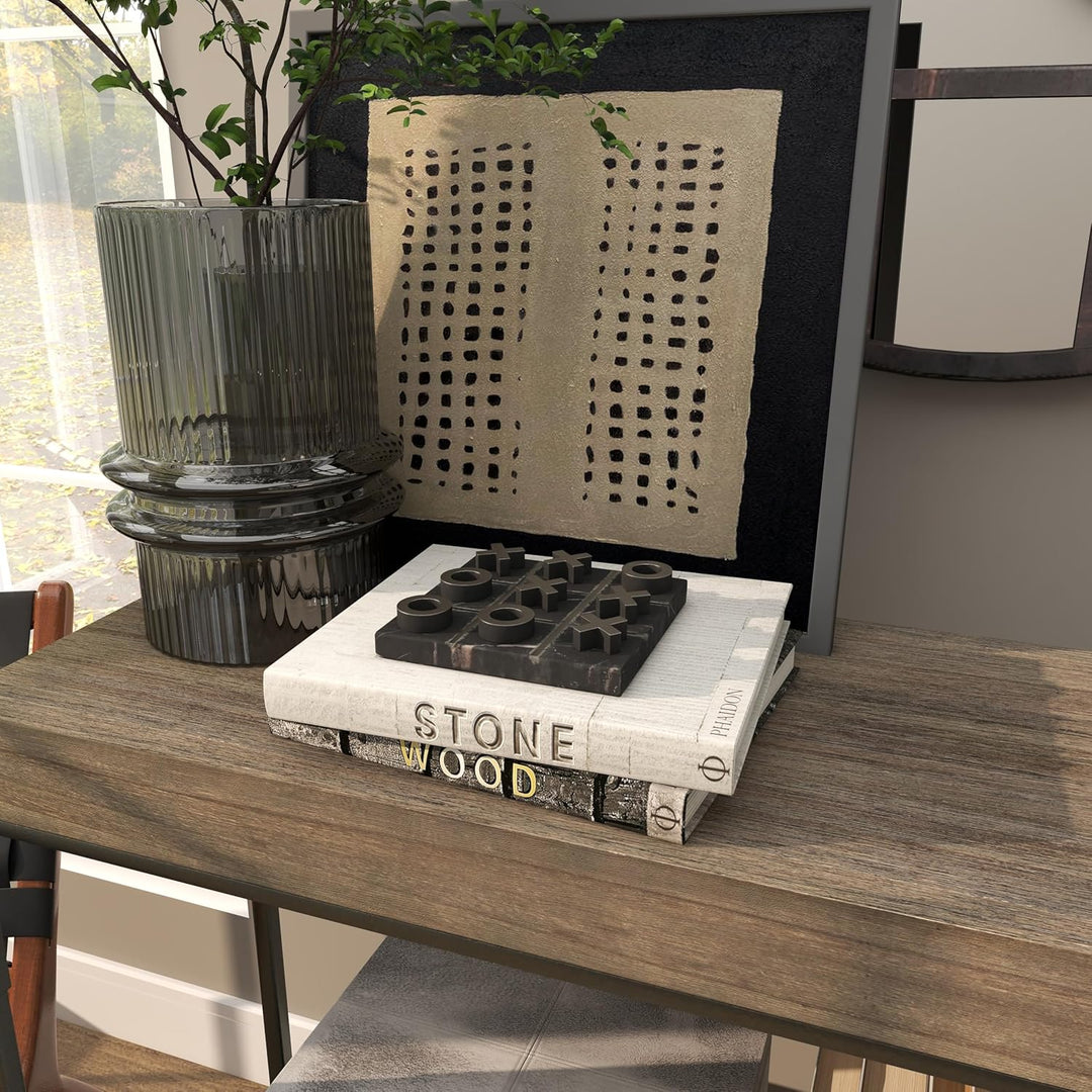 Contemporary Marble Game Set, 6"L x 6"H, Black/Silver