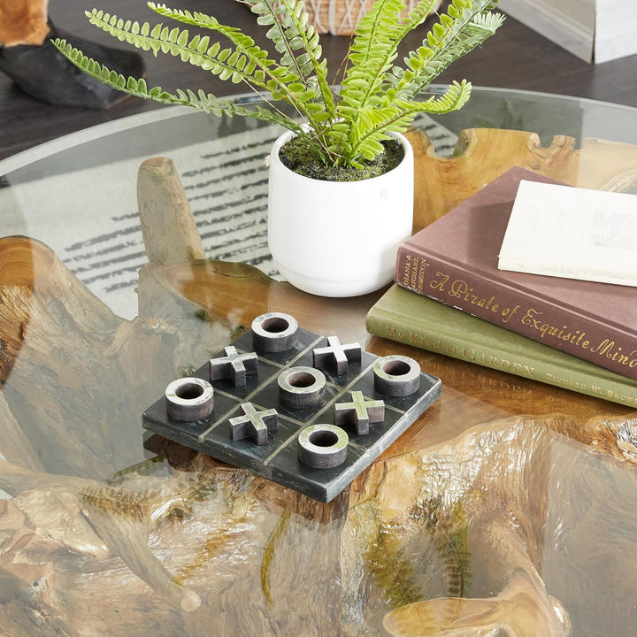 Contemporary Marble Game Set, 6"L x 6"H, Black/Silver