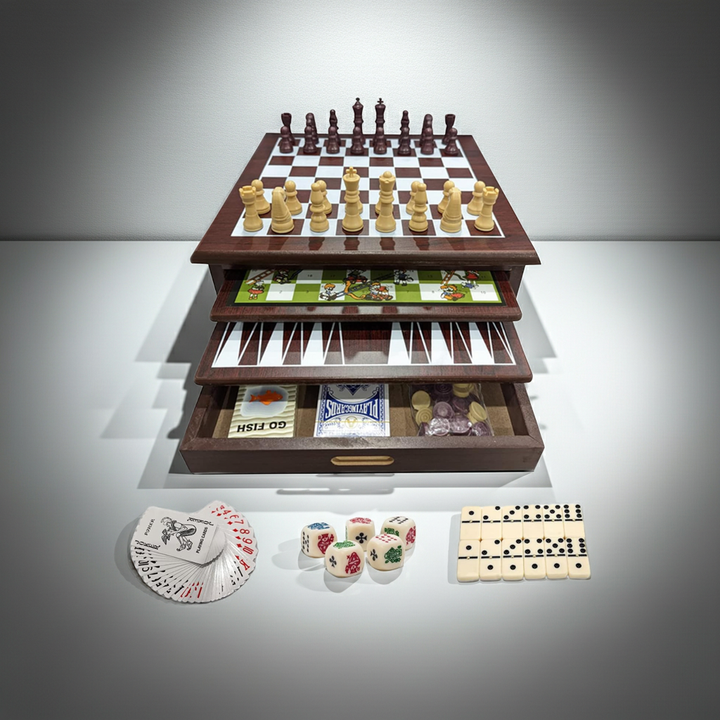 15-in-1 Tabletop Game Center - Portable Wooden Combo Game Board