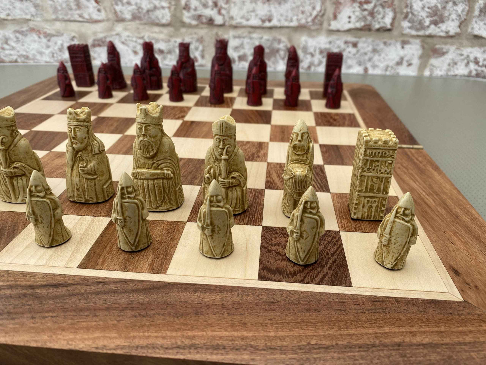 Mini Isle of Lewis Chess Pieces by Barkeley - Cardinal Red