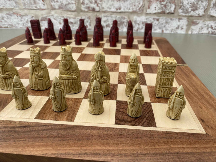 Mini Isle of Lewis Chess Pieces by Barkeley - Cardinal Red