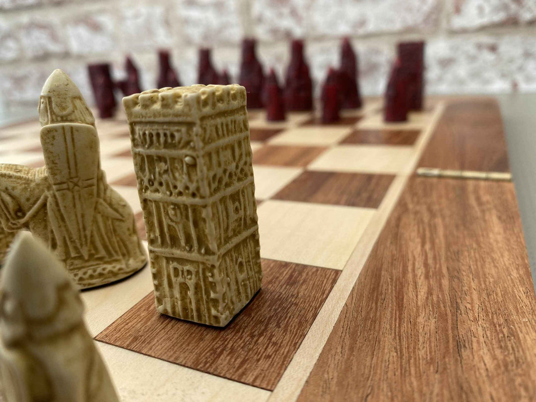 Mini Isle of Lewis Chess Pieces by Barkeley - Cardinal Red