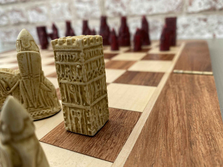 Mini Isle of Lewis Chess Pieces by Barkeley - Cardinal Red