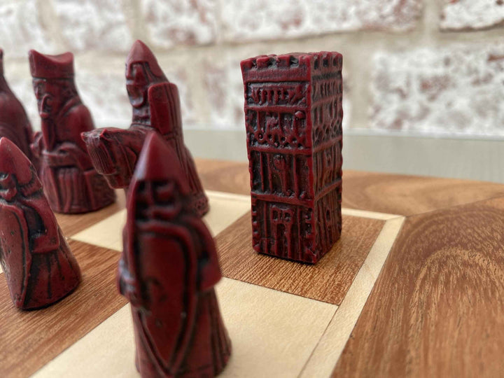 Mini Isle of Lewis Chess Pieces by Barkeley - Cardinal Red