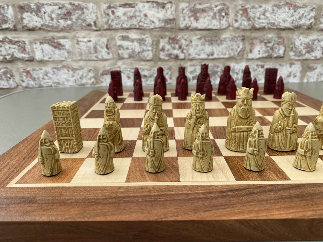 Mini Isle of Lewis Chess Pieces by Barkeley - Cardinal Red