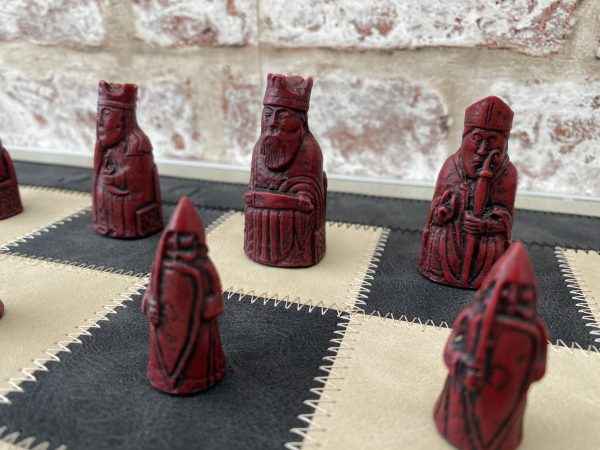 Mini Isle of Lewis Chess Pieces by Barkeley - Cardinal Red