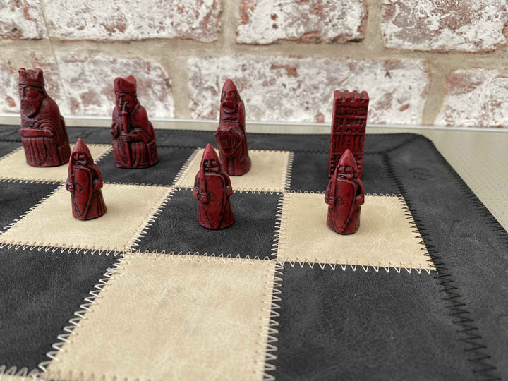 Mini Isle of Lewis Chess Pieces by Barkeley - Cardinal Red