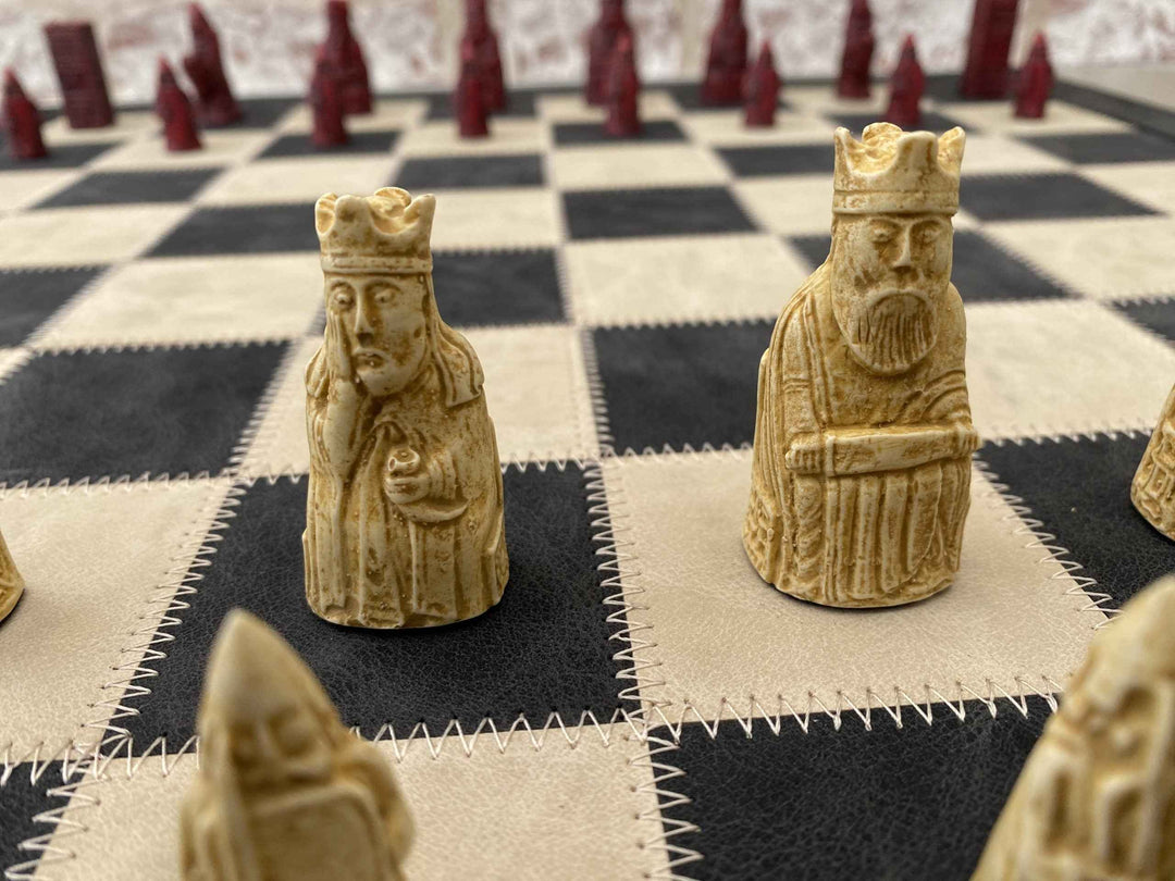 Mini Isle of Lewis Chess Pieces by Barkeley - Cardinal Red