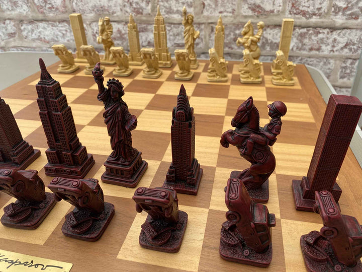 New York Themed Chess Set- Berkeley's Themed Chessmen- Red