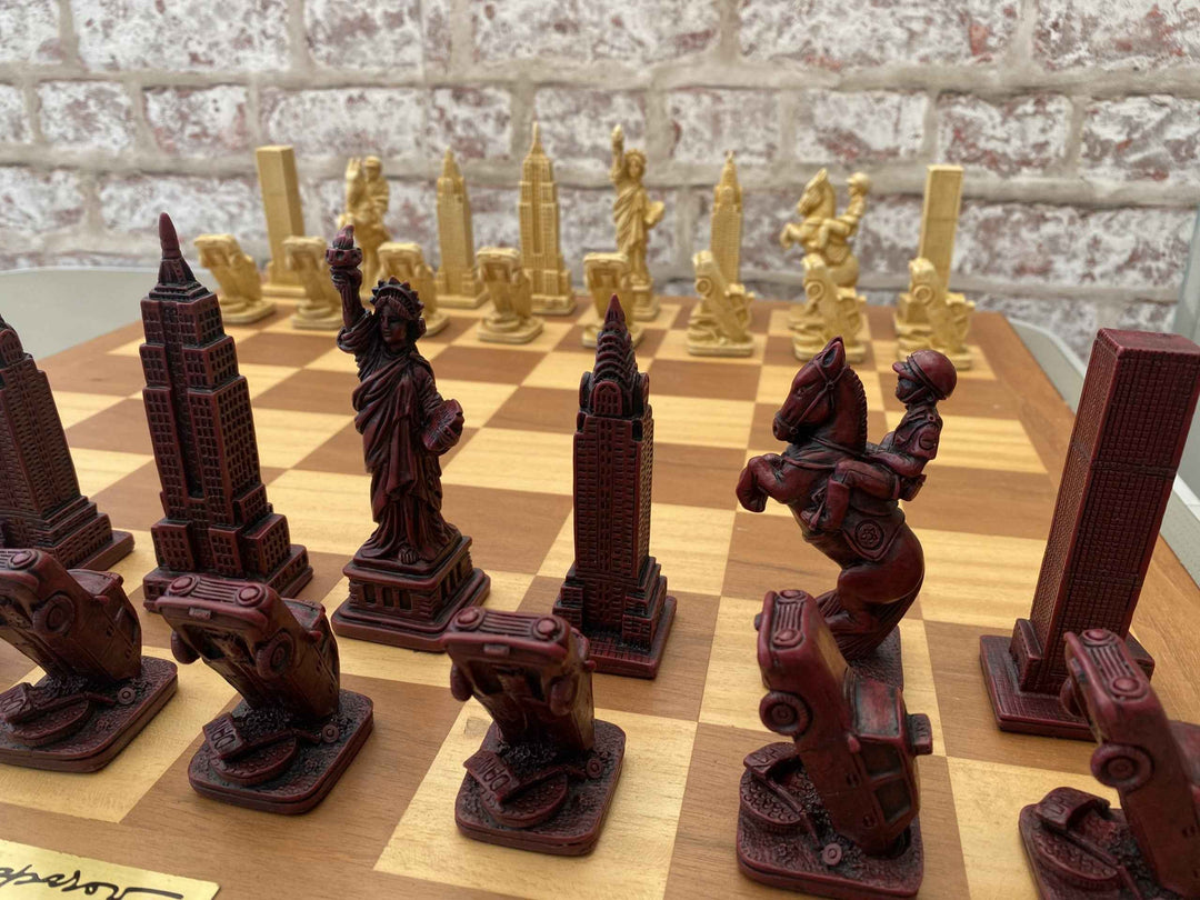 New York Themed Chess Set- Berkeley's Themed Chessmen- Red