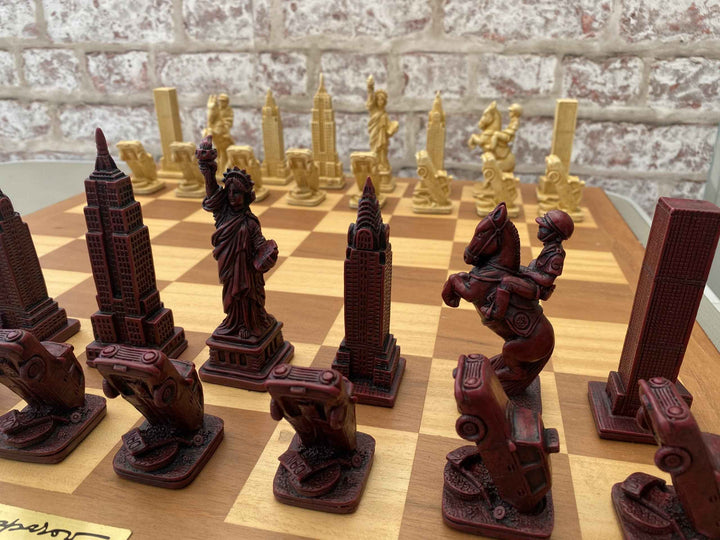 New York Themed Chess Set- Berkeley's Themed Chessmen- Red