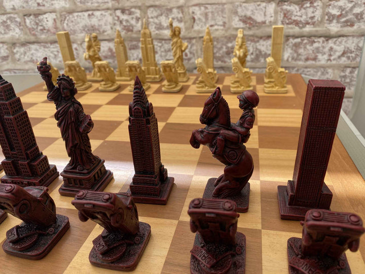 New York Themed Chess Set- Berkeley's Themed Chessmen- Red