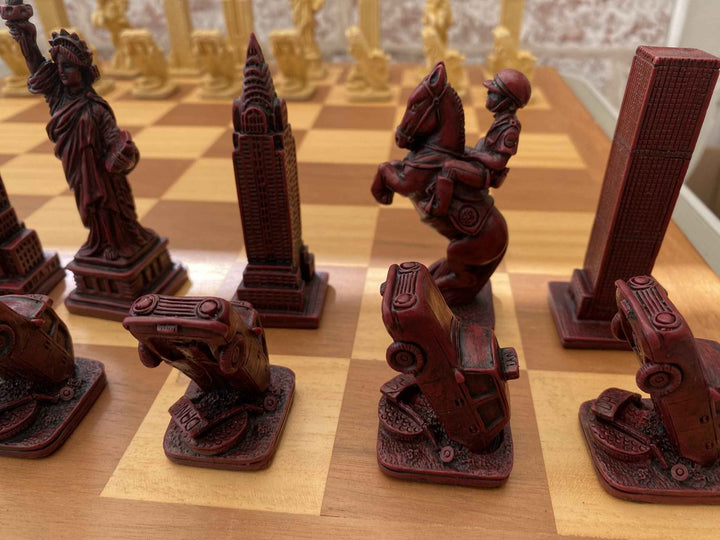 New York Themed Chess Set- Berkeley's Themed Chessmen- Red