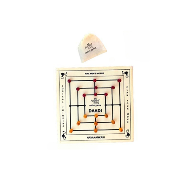 Ancient Living Daadi / Navakankari / Nine Men's Morris Board Game - Noir, Blanc