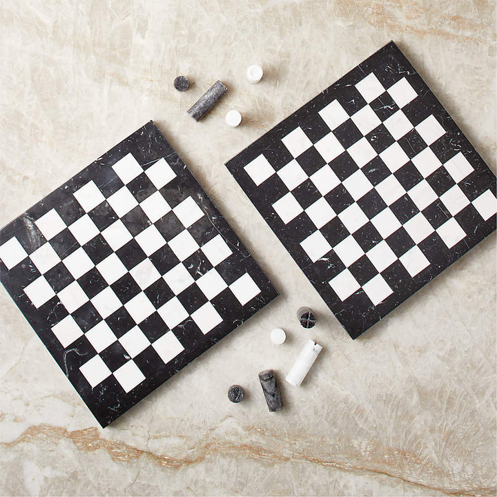 Skyscraper Series Marble Chess Set: A Classic Black and White Stone Chess set