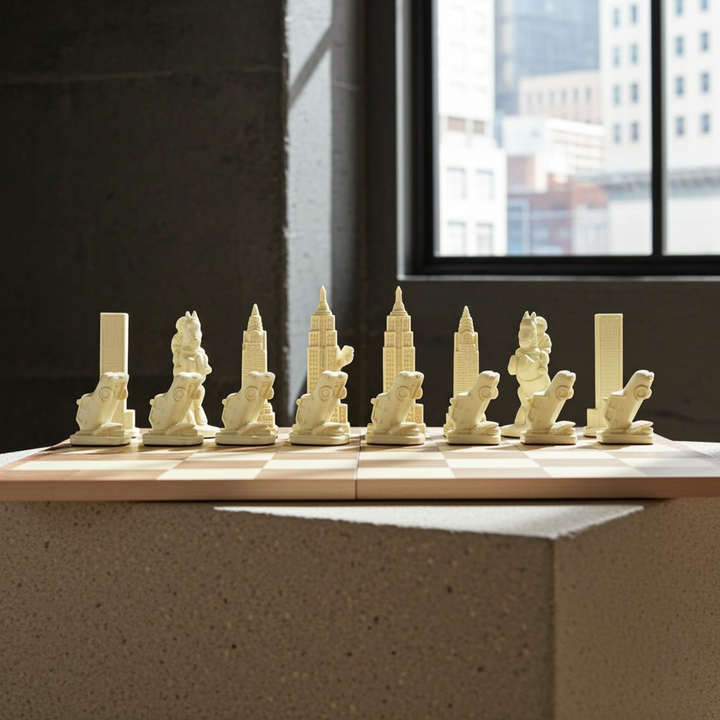 New York Themed Chess Set- Berkeley's Themed Chessmen- Red