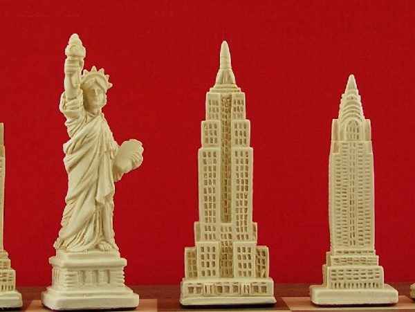 New York Themed Chess Set- Berkeley's Themed Chessmen- Red