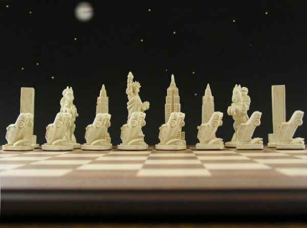 New York Themed Chess Set- Berkeley's Themed Chessmen- Red