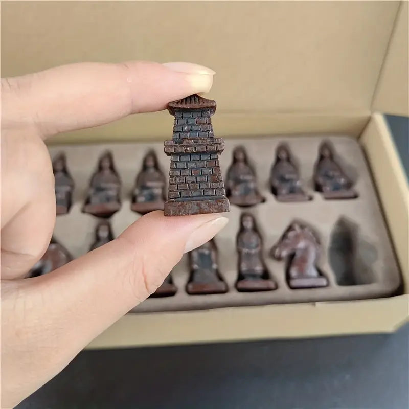 Chess Set | Terracotta/Chinese Antique Chess Pieces with Chessboard