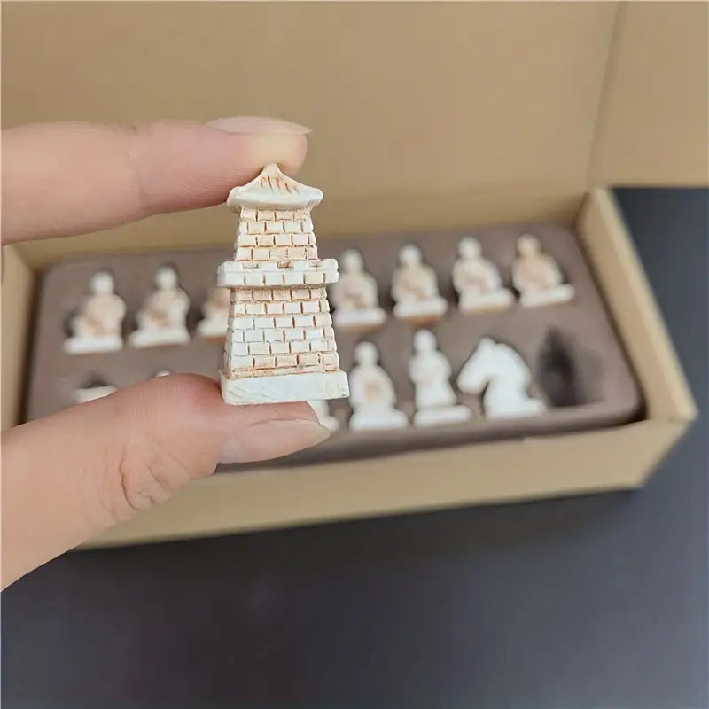 Chess Set | Terracotta/Chinese Antique Chess Pieces with Chessboard