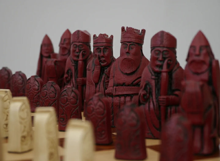 Isle of Lewis Chess Pieces by Barkeley - Cardinal Red - Chess'n'Boards