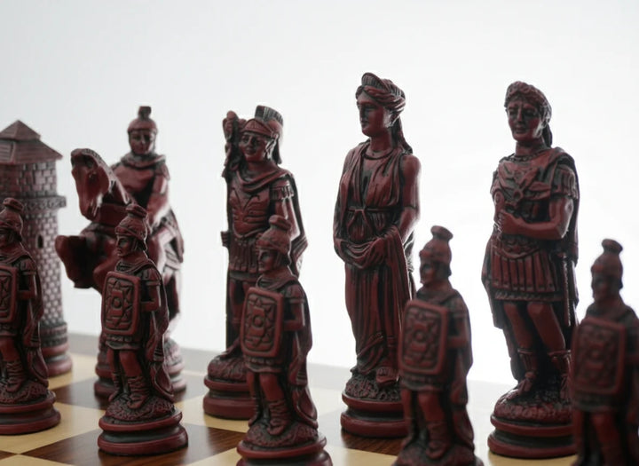 Roman Themed Chessmen - Berkeley Chess - Cardinal Red - Chess'n'Boards