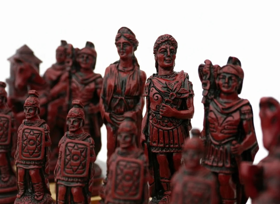 Roman Themed Chessmen - Berkeley Chess - Cardinal Red - Chess'n'Boards