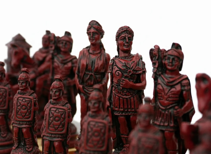 Roman Themed Chessmen - Berkeley Chess - Cardinal Red - Chess'n'Boards
