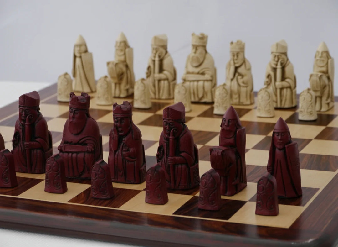 Isle of Lewis Chess Pieces by Barkeley - Cardinal Red - Chess'n'Boards