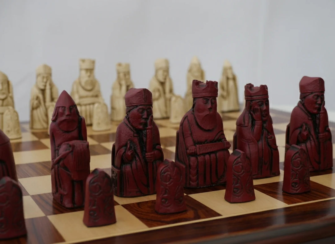 Isle of Lewis Chess Pieces by Barkeley - Cardinal Red - Chess'n'Boards
