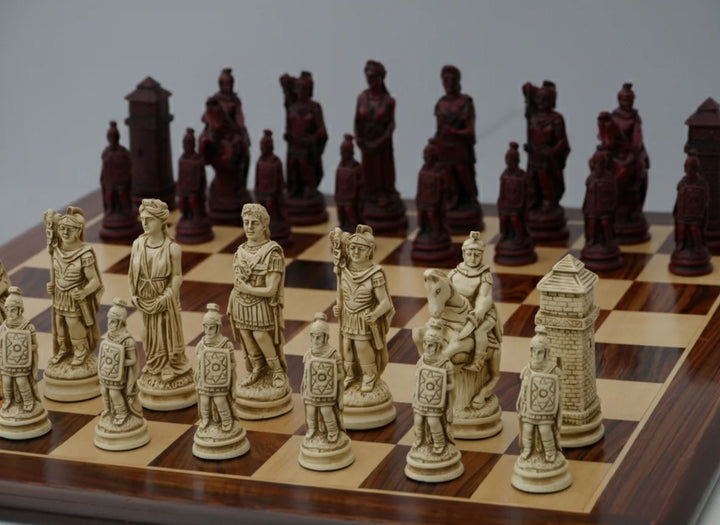 Roman Themed Chessmen - Berkeley Chess - Cardinal Red - Chess'n'Boards