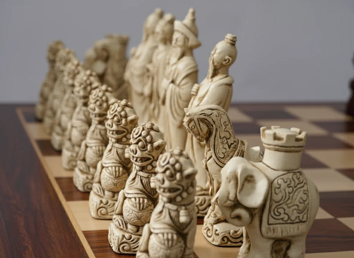 Mandarian Themed Chessmen - Berkeley's Decorative Chesspieces - Cardinal Red - Chess'n'Boards