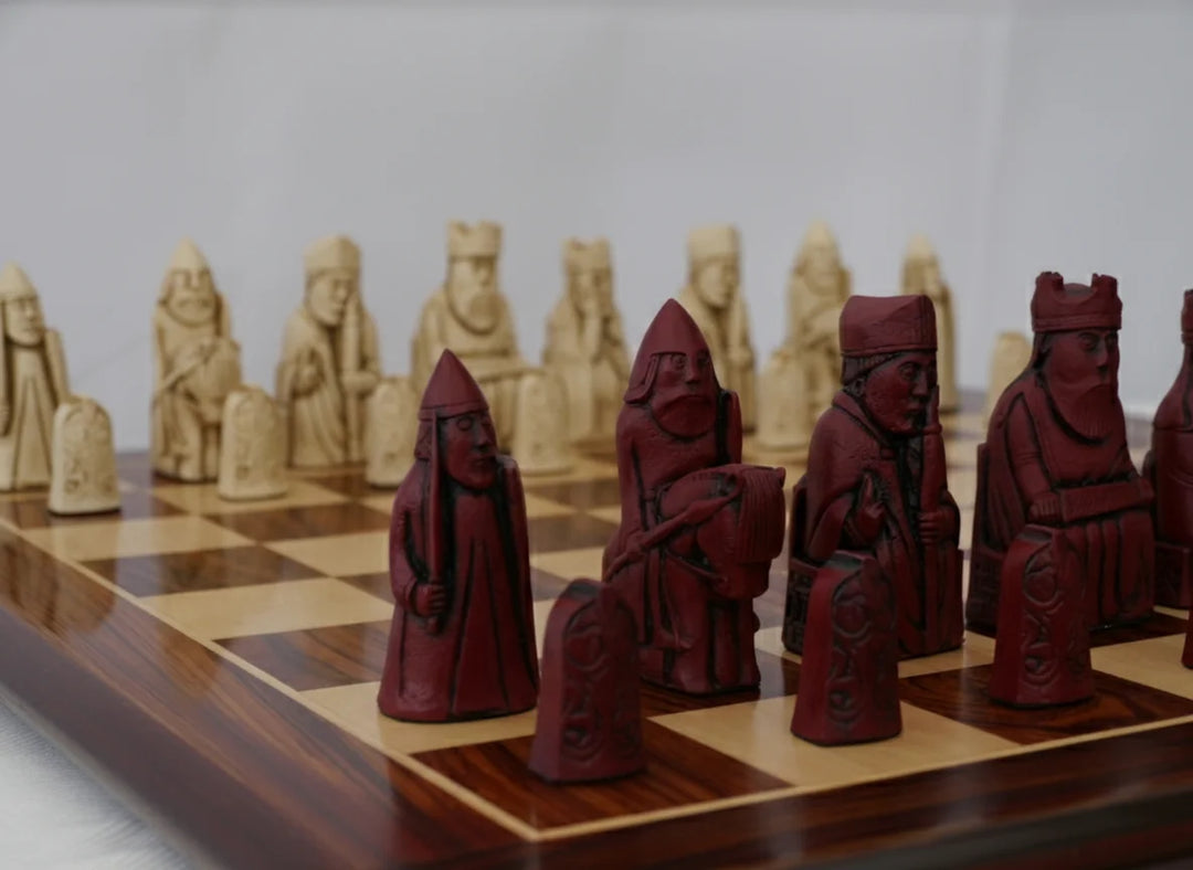 Isle of Lewis Chess Pieces by Barkeley - Cardinal Red - Chess'n'Boards