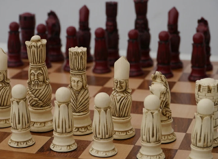 Victorian Chess Pieces- Berkeley's Themed Chessmen- Cardinal Red - Chess'n'Boards