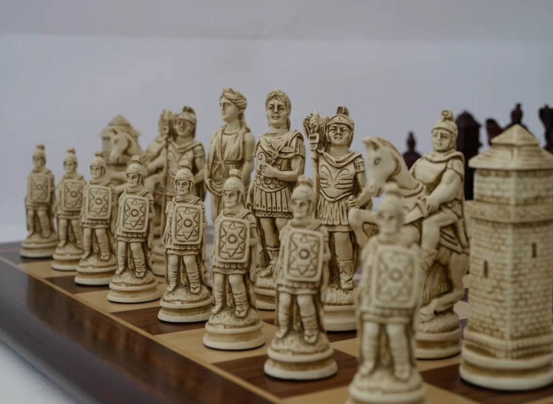Roman Themed Chessmen - Berkeley Chess - Cardinal Red - Chess'n'Boards