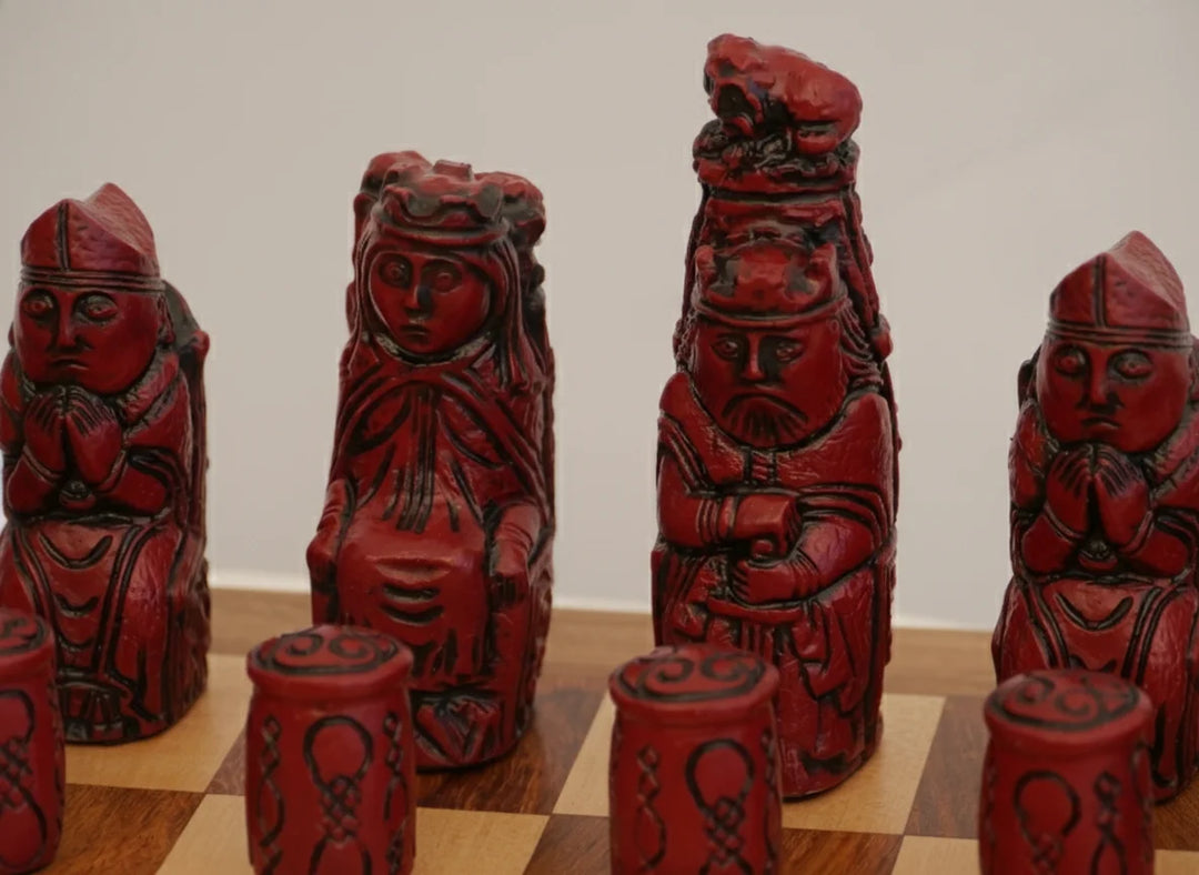 Medieval Chess Pieces-Berkeley Themed Chessmen -Cardinal Red - Chess'n'Boards