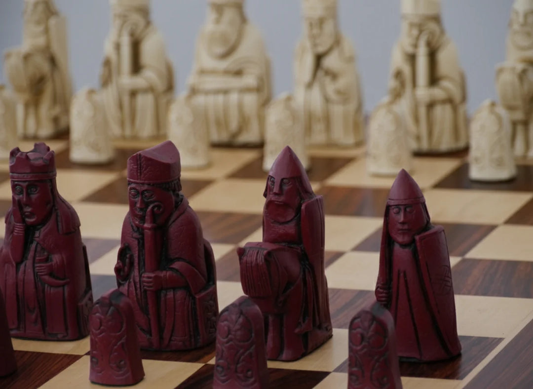 Isle of Lewis Chess Pieces by Barkeley - Cardinal Red - Chess'n'Boards