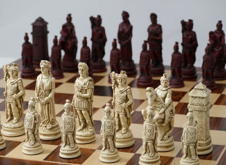 Roman Themed Chessmen - Berkeley Chess - Cardinal Red - Chess'n'Boards