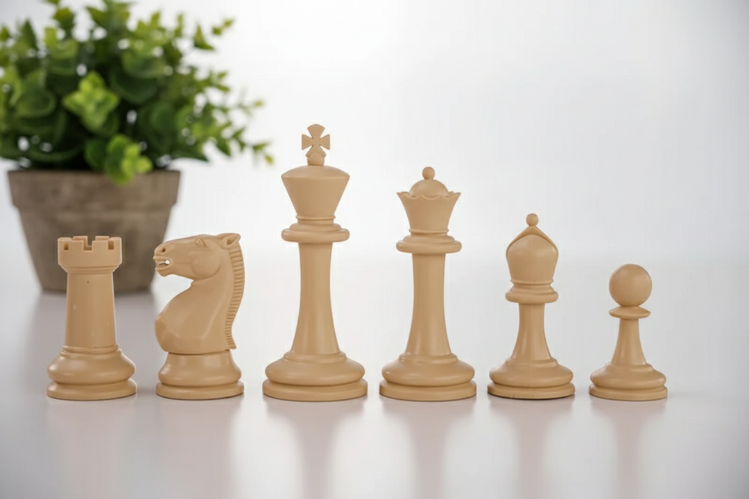 Plastic Staunton Club Chess Pieces - Black and Tan King 3.75"