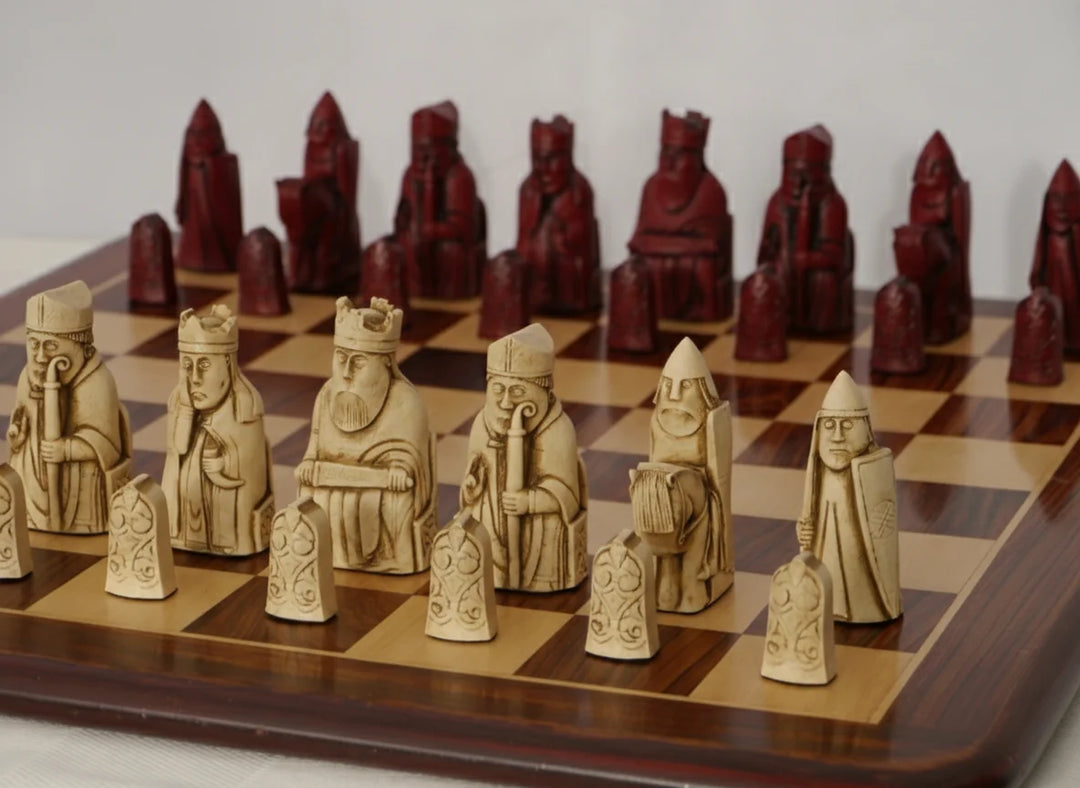 Isle of Lewis Chess Pieces by Barkeley - Cardinal Red - Chess'n'Boards