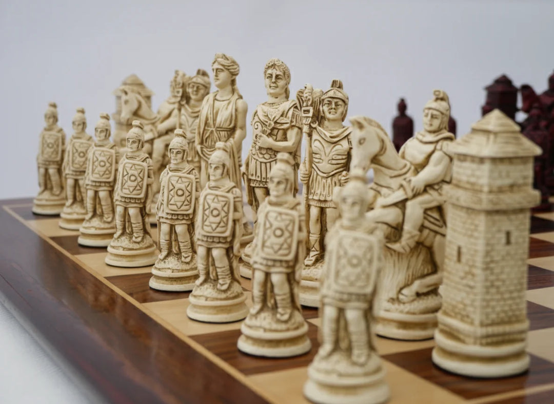 Roman Themed Chessmen - Berkeley Chess - Cardinal Red - Chess'n'Boards