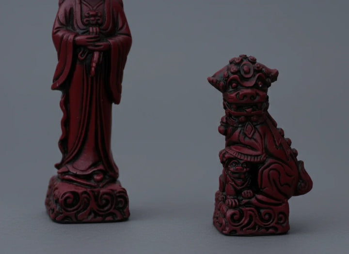Mandarian Themed Chessmen - Berkeley's Decorative Chesspieces - Cardinal Red - Chess'n'Boards