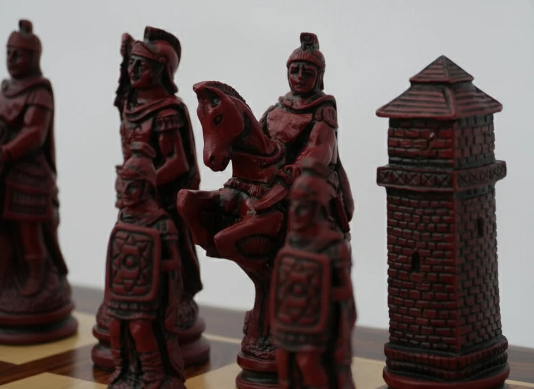 Roman Themed Chessmen - Berkeley Chess - Cardinal Red - Chess'n'Boards