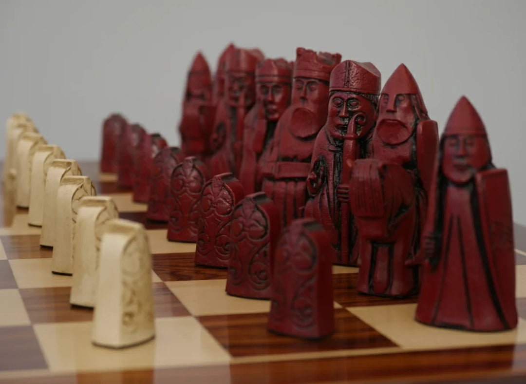 Isle of Lewis Chess Pieces by Barkeley - Cardinal Red - Chess'n'Boards