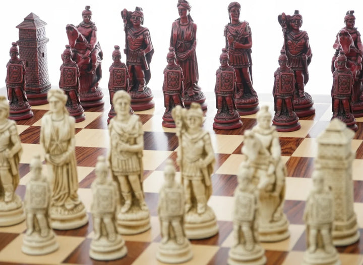 Roman Themed Chessmen - Berkeley Chess - Cardinal Red - Chess'n'Boards