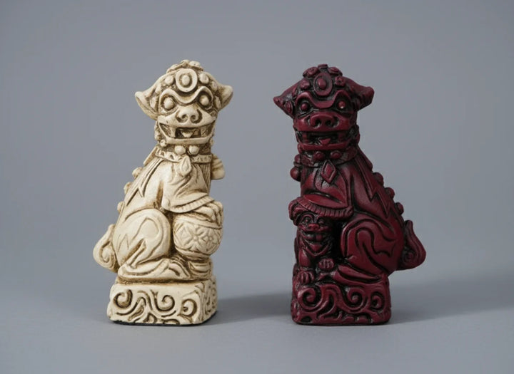 Mandarian Themed Chessmen - Berkeley's Decorative Chesspieces - Cardinal Red - Chess'n'Boards